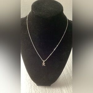 Alex Woo Sterling Silver Autograph ‘k' Initial Pendant Necklace